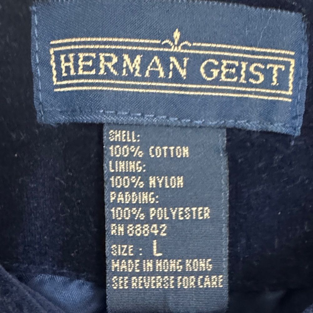 Vintage Herman Geist Blue Quilted Velvet Blazer Gold Buttons size L Quiet Luxury - Picture 4 of 11